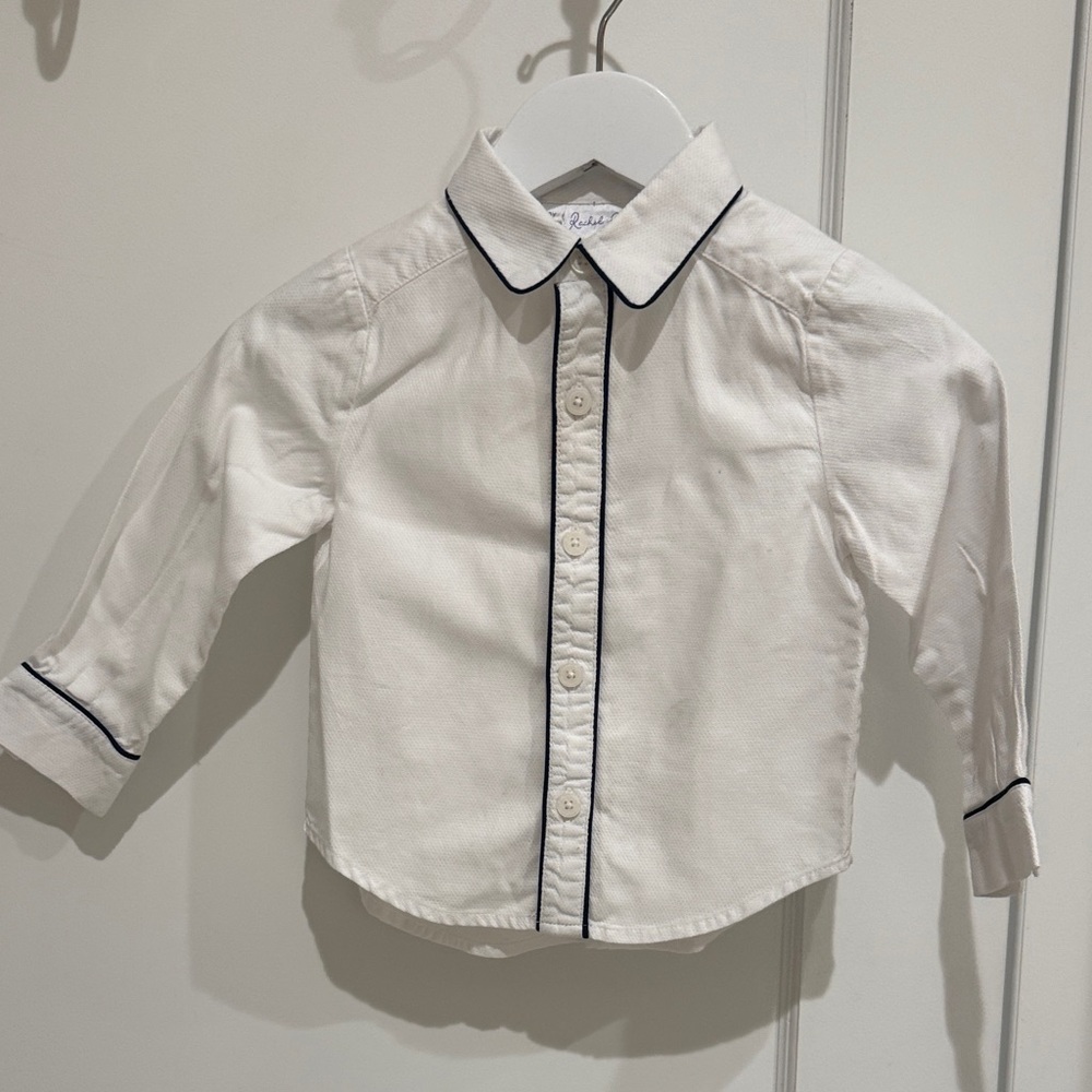 RACHEL RILEY US NAVY PIQUE PIPED SHIRT size 2T